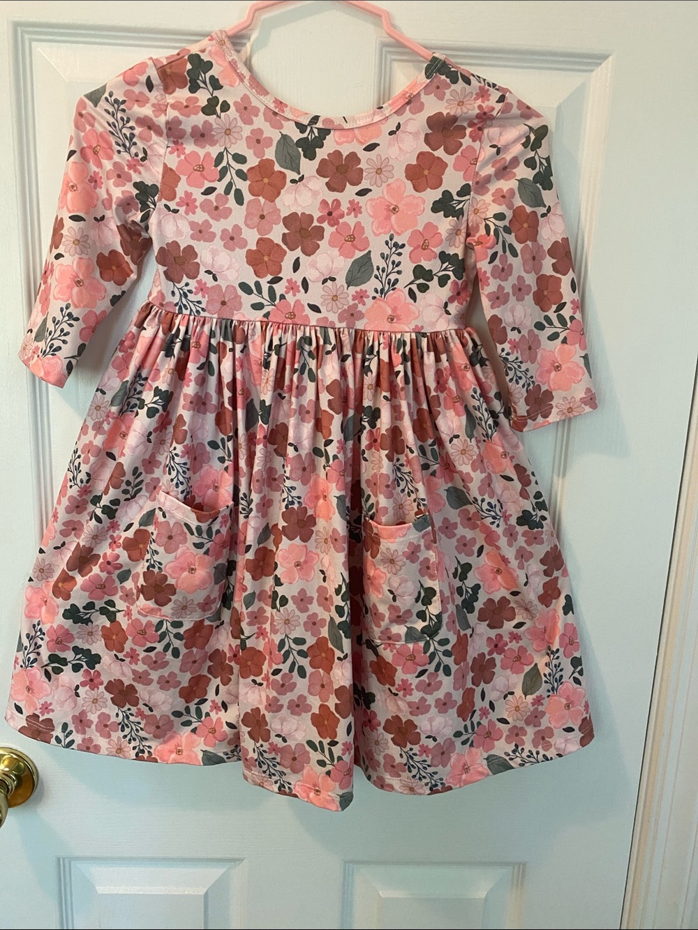 Mila & Rose Pretty Pink 3/4 Sleeve Pocket Twirl Dress Size 5/6